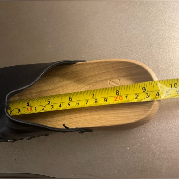 NWOT  NEW ZARA WOMEN WOODEN STUDDED BLACK LEATHER CLOGS MULE SLIPPERS SIZE 37 - Picture 16 of 16